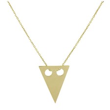 Pendentif Triangle Plat Or 9 Carats sur Chaîne 16-20 Pouces