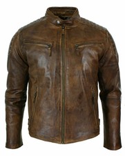 Veste en cuir vieilli marron