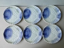 6 grandes assiettes à poisson, manufacture Sarreguemines France