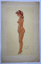 PIN UP RENE RANSON c. 1950 ESTAMPE ORIGINALE SIGNEE
