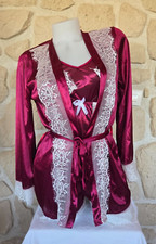 Ensemble pyjashort et déshabillé bordeaux n° BJ531 Love (li)