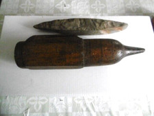 Ancien Coffin  et Pierre a faux , Étui de faucheur, pierre affûtage Carborundum