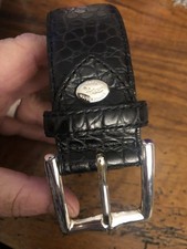 CEINTURE CUIR NOIR FAÇON REPTILE, LONGCHAMP, NEUVE