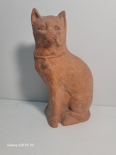 Sculpture chat terre cuite - chat,