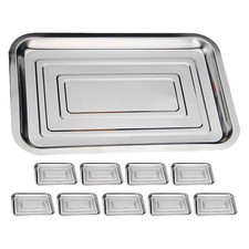  10 Pcs Plateau De Service Rectangulaire Inox En Acier Inoxydable
