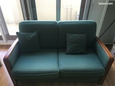 Canapé vert bois tissu élégant