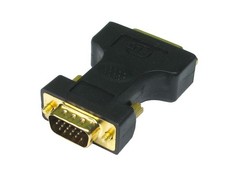 Adaptateur VGA Mâle Vers DVI-A Femelle Contacts En Or Boîtier Noir Analogique