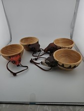4 Hand Carved Cups