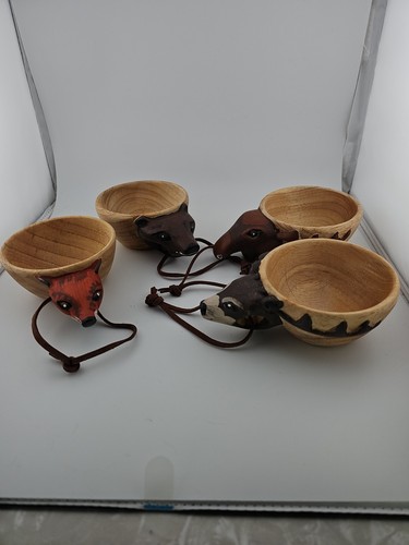 Hand carved cups - 4,