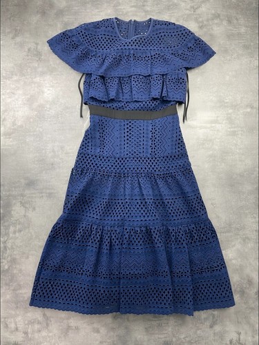 Self portrait robe midi - self, bleu