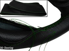 Pour Mercedes A Class W168 Vrai Couvre Volant En Cuir Noir Avec Couture Verte