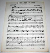 Partition vintage sheet music CLAUDE FRANCOIS : Jacques a Dit (Simon Says) *60's