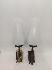 Paire d appliques murales Tulipes En Verre Et Laiton Années 60/70