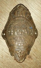 Plaque VELO CYCLES FRANCAIS FABRICATION GARANTIE Old Bike head BADGE FAHRRAD 