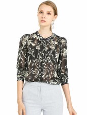 Femme Chemise Semi-Transparente Impression Floral Sur Devant