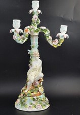 Candelabre En Porcelaine Sitzendorf Antique Figuratif Floral À 4 Bras, Vers 1890