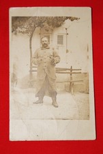 PORTRAIT DE SOLDAT POILU A LA PIPE GUERRE 14 18 CARTE PHOTO R60