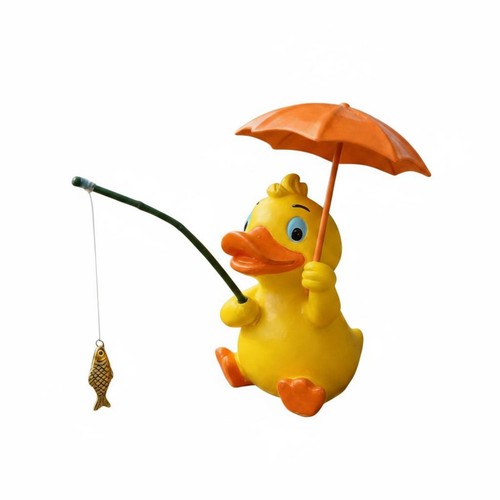 Figurine canard jaune pêcheur - canard,