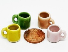 Poupées Maison Céramique Tasses 4 Assorties Modèles Miniature Ensemble A 1:12