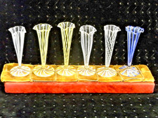?? RARE LOT 6 VASE PORTE BOUQUET FILAIRE MINIATURE CRISTAL FILIGRANÉS CLICHY