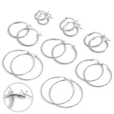 Boucles d'Oreilles Créoles en Argent 925/1000 Epaisseur 2mm - 1,2 à 8cm