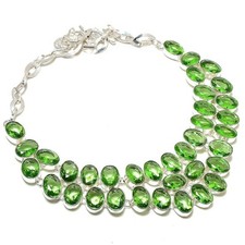 Collier pierre précieuse améthyste verte chaîne réglable forme ovale collier ...