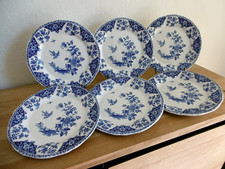 ASSIETTES PLATES FAIENCE GIEN DECOR DELFT OISEAUX BLEUS.Lot 1.