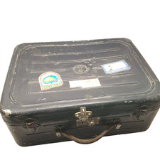 Ancienne Valise De La Marine Nationale En Métal Bleu Marine Vintage Année 60