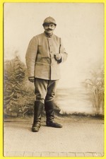 cpa CARTE PHOTO L. Flanet rue Rousselle PUTEAUX SOLDAT MILITAIRE du 32e Régiment