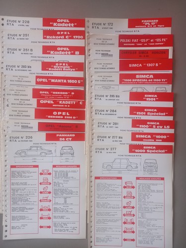 Lot 100 fiches rta - fiches, revue