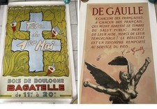 2  Affiches RPF  fête du 1er mai Bois de Boulogne et timbre du Salut Public