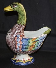 Ancien cygne faïence HB Henriot Quimper rare avec son blason Bretagne