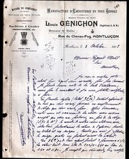 MONTLUCON (03) USINE de MEUBLES / EBENISTERIE "Louis GENICHON" en 1908