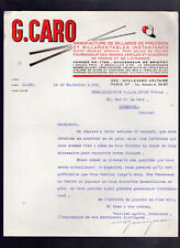 MANUFACTURE DE BILLARDS  G.CARO, Paris   document lettre 1946 Billard Billiard