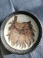 Magnifique assiette En Grès Motif Tête De Chat Grégoire Édouard