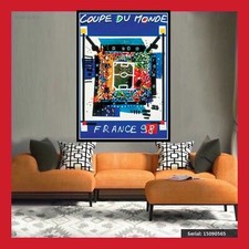 REPRO TOILE AFFICHE POSTER COUPE DU MONDE FOOTBALL FRANCE 1998 MAILLOT WC ZIDANE