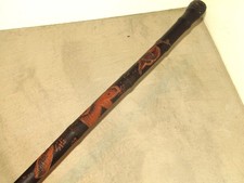 Ancienne Canne bambou gravé décors Asiatique avec Signature Epoque 1900