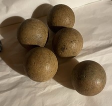 Lot 5 Boules En Bois Anciennes Jeu Croquet
