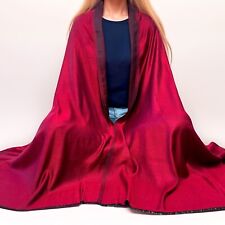 Étole réversible en Soie et Laine – Rouge Bordeaux | 70% Laine, 30% Soie