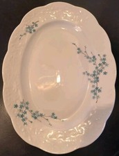 Plat Ovale Haute Porcelaine Française Berry Décor Myosotis 