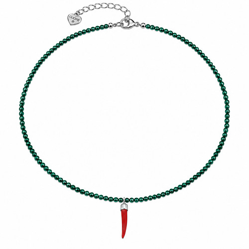Collier malachite corne en - en, malachite,