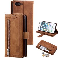 Coque Housse Portefeuille pour APPLE Iphone 7 + Plus Simili Cuir Marron  NEUF