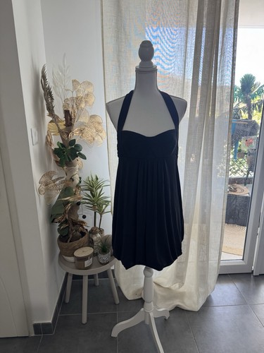 Robe cocktail bleu marine - robe,
