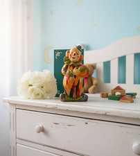 Tirelire Clown Arlequin Vintage en Céramique Peinte Main, Décoration rétro