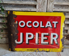 ANCIENNE PLAQUE EMAILLEE PUBLICITAIRE CHOCOLAT PUPIER BOMBEE
