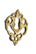 Ancien cache ou plaque de serrure en bronze ou laiton, rénovation