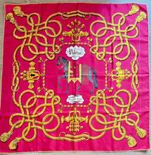 Foulard/Carré/Shawl★HERMES soie 100%- hand rolled★PALEFROI-62g★Silk SCARF schal