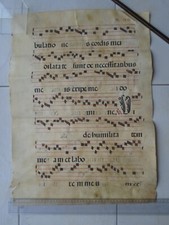 GRANDE PAGE PARCHEMIN ANTIPHONAIRE XVI ou XVII eme siècle 62 x 48 cm RECTO VERSO