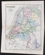 1866 - Hollande ou Pays-Bas - Carte géographique ancienne de Périgot