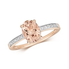 Bague Solitaire Femme Or Rose 9 k/carat et Diamant avec Morganite
